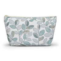 Cherry Plum Leaves Accessory Pouch w T-bottom in Aqua